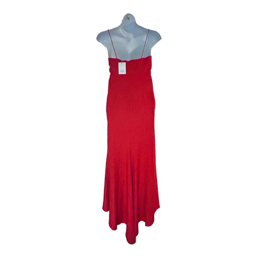 Jarlo Gown w/ Train High Low Fluted Formal Wedding Guest Prom Red Maxi Dress - Picture 7 of 15